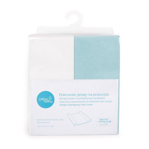 CEBA BABY Potah na přebalovací podložku 50x70-80 cm 2 ks Turquoise+Ecru CEBA BABY Potah na přebalovací podložku 50x70-80 cm 2 ks Turquoise+Ecru