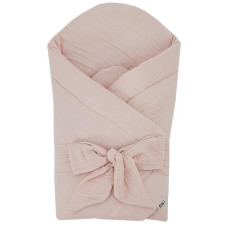 EKO Zavinovačka mušelínová s kokosovou vyjímatelnou vložkou a mašlí Powder pink 75x75 cm