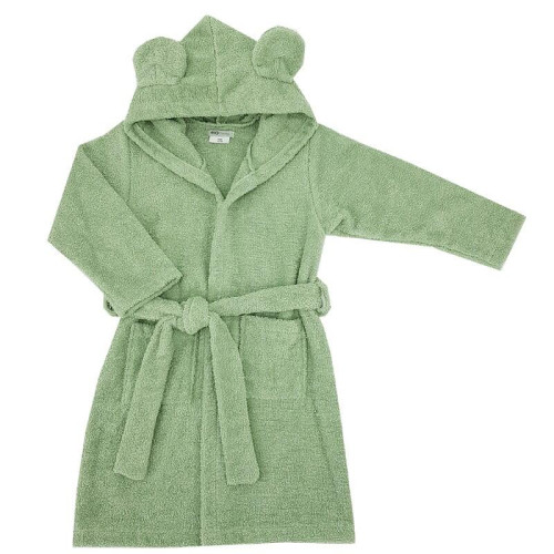 EKO Župan bavlněný s kapucí a oušky Olive green vel. L 92-98 EKO Župan bavlněný s kapucí a oušky Olive green vel. L 92-98