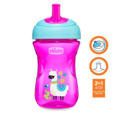 CHICCO Hrneček Advanced s brčkovým náustkem 266 ml růžový 12m+