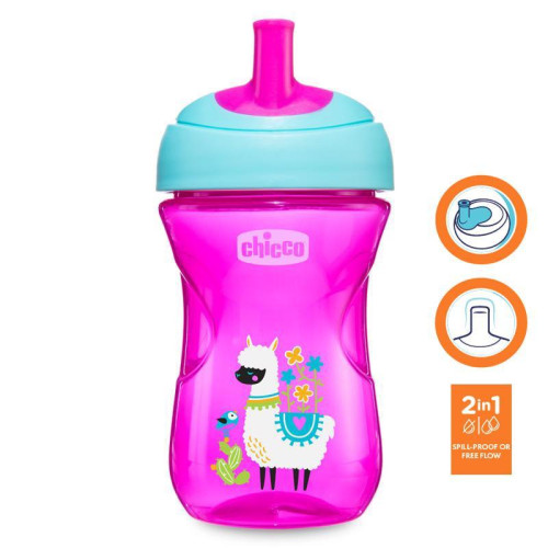 CHICCO Hrneček Advanced s brčkovým náustkem 266 ml růžový 12m+ CHICCO Hrneček Advanced s brčkovým náustkem 266 ml růžový 12m+