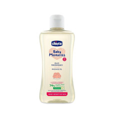 CHICCO Masážní olej na mléčnou krustu s bavlnou a vitamínem E, Baby Moments Sensitive 200 ml, 0m+