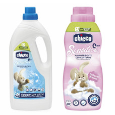 CHICCO Prací gel Baby Sensitive 1,5 l + Aviváž koncentrovaná Květinové objetí 750 ml