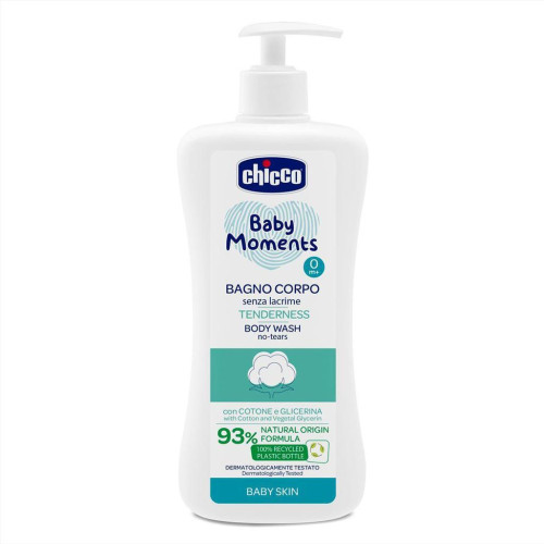 CHICCO Šampon na tělo s dávkovačem Baby Moments Tenderness 93% přírodních složek 500 ml CHICCO Šampon na tělo s dávkovačem Baby Moments Tenderness 93% přírodních složek 500 ml