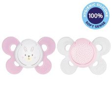 CHICCO Dudlík Physio Comfort silikonový 2-6m dívka - zajíček/tečky 2 ks