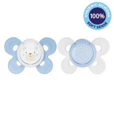 CHICCO Dudlík Physio Comfort silikonový 2-6m chlapec - méďa/tečky 2 ks