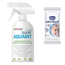 CHICCO Ubrousky vlhčené na dudlík 16 ks + AQUAINT 500 ml