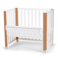 KINDERKRAFT SELECT Postýlka dřevěná Koya s funkcí ohrádky včetně matrací White, Premium