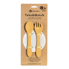 PETITE&MARS Příbor silikonový Take&Match Intense Ochre 6m+