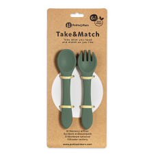 PETITE&MARS Příbor silikonový Take&Match Misty Green 6m+