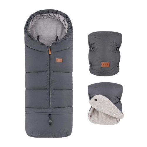 PETITE&MARS Set zimní fusak Jibot 3v1 + rukavice na kočárek Jasie Charcoal Grey PETITE&MARS Set zimní fusak Jibot 3v1 + rukavice na kočárek Jasie Charcoal Grey