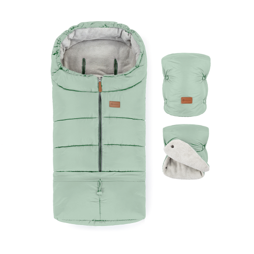 PETITE&MARS Set zimní fusak Jibot 3v1 + rukavice na kočárek Jasie Pale Eucalypt PETITE&MARS Set zimní fusak Jibot 3v1 + rukavice na kočárek Jasie Pale Eucalypt