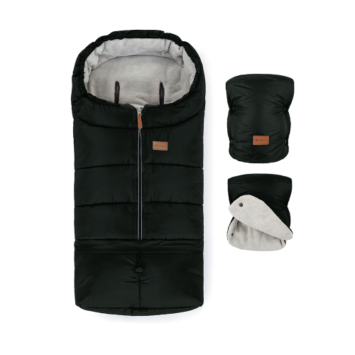 PETITE&MARS Set zimný fusak Jibot 3v1 + rukavice na kočárek Jasie Ink Black PETITE&MARS Set zimný fusak Jibot 3v1 + rukavice na kočárek Jasie Ink Black