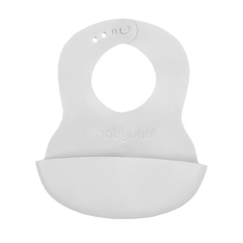 BABYONO Bryndák měkký plastový s kapsou bez BPA grey 6m+ BABYONO Bryndák měkký plastový s kapsou bez BPA grey 6m+