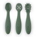 PETITE&MARS Set 3 ks silikonových tréninkových lžiček Take&Match  Misty Green 6m+