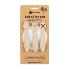 PETITE&MARS Set 3 ks silikonových tréninkových lžiček Take&Match Desert Sand 6m+