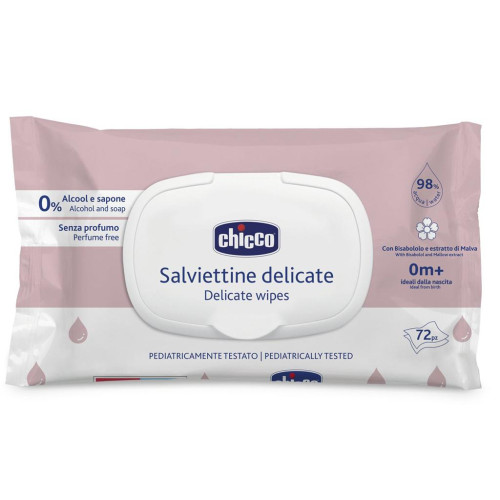 CHICCO Dětské vlhčené ubrousky Delicate s heřmánkem 72 ks CHICCO Dětské vlhčené ubrousky Delicate s heřmánkem 72 ks