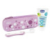 CHICCO Set zubní kartáček a pasta v pouzdře Always smiling - lilac, 6m+