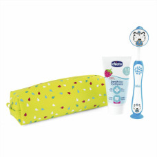 CHICCO Set zubní kartáček a pasta v pouzdře - Tiger, 3r+