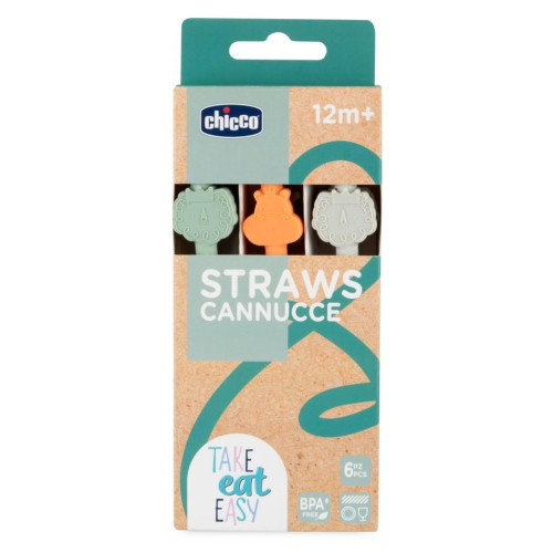 CHICCO Brčka silikonové 6 ks, 12m+ CHICCO Brčka silikonové 6 ks, 12m+
