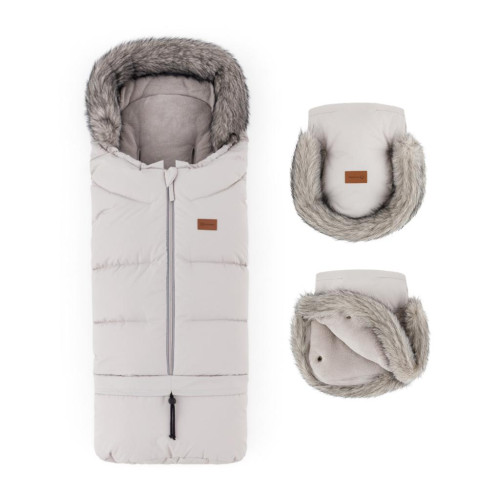 PETITE&MARS Set zimní fusak Arctic 4v1 + rukavice na kočárek Furry Champagne Shower PETITE&MARS Set zimní fusak Arctic 4v1 + rukavice na kočárek Furry Champagne Shower