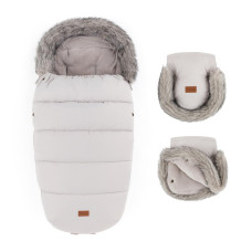 PETITE&MARS Set zimní fusak Comfy 4v1 + rukavice na kočárek Furry Champagne Shower