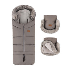PETITE&MARS Set zimní fusak Arctic 4v1 + rukavice na kočárek Furry Mocha Mousse
