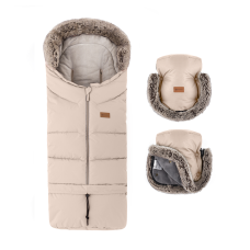 PETITE&MARS Set zimní fusak Arctic 4v1 + rukavice na kočárek Furry Rose Petal