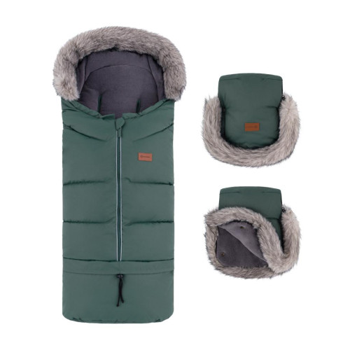 PETITE&MARS Set zimní fusak Arctic 4v1 + rukavice na kočárek Furry Veritable Khaki PETITE&MARS Set zimní fusak Arctic 4v1 + rukavice na kočárek Furry Veritable Khaki