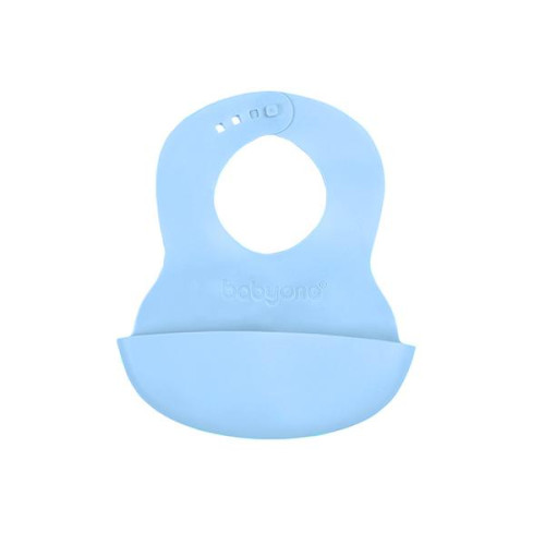 BABYONO Bryndák měkký plastový s kapsou bez BPA blue 6m+ BABYONO Bryndák měkký plastový s kapsou bez BPA blue 6m+