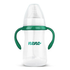 NENO Láhev na krmení a učení pití s ​​rukojeťmi a sacím systémem antikoliková 240 ml