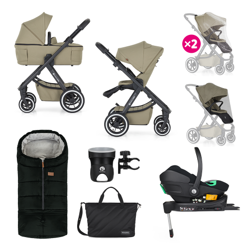 PETITE&MARS Kočárek kombinovaný ICON 2v1 Mossy Green XXL AIR + Core Pro i-Size Black Grey + Báze PETITE&MARS Kočárek kombinovaný ICON 2v1 Mossy Green XXL AIR + Core Pro i-Size Black Grey + Báze