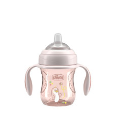 CHICCO Hrneček Transition učicí s držadly pink, 4m+
