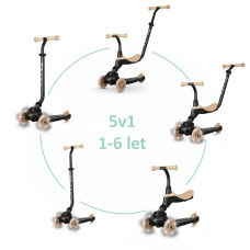 QPLAY Koloběžka / odrážedlo Sema Evo s LED světly Khaki, věk 1 - 6 let, do 50 kg
