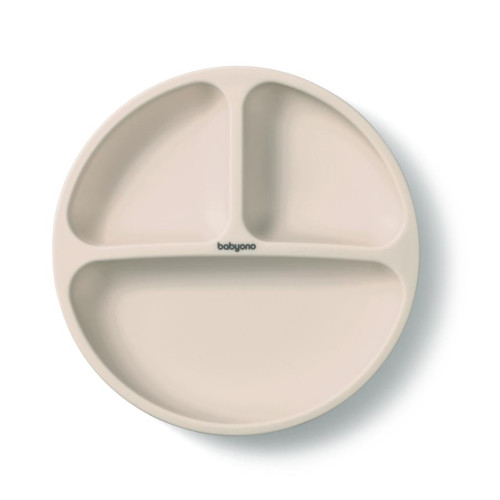 BABYONO Talíř silikonový s přísavkou - beige 6m+ BABYONO Talíř silikonový s přísavkou - beige 6m+