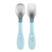 CHICCO Lžička a vidlička nerez - teal, 18m+