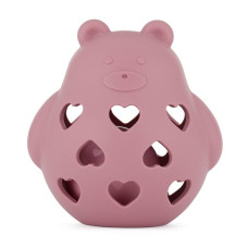 PETITE&MARS Hračka silikonová s chrastítkem Bear Basil Dusty Rose 0m+