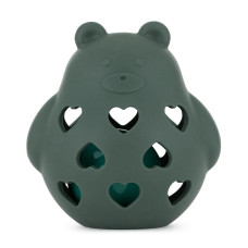 PETITE&MARS Hračka silikonová s chrastítkem Bear Basil Misty Green 0m+