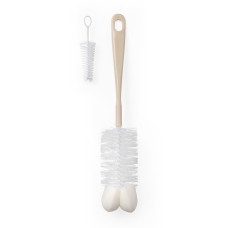 BABYONO Kartáč na kojenecké lahve s mini kartáčkem Beige