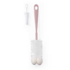 BABYONO Kartáč na kojenecké lahve s mini kartáčkem Pink