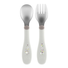 CHICCO Příbor dětský z nerezové oceli šedý, 18 m+