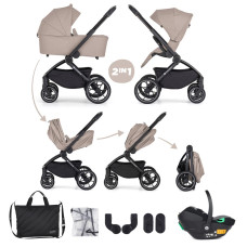 PETITE&MARS Kočárek kombinovaný SCOUT 3v1 Cappuccino Cream s Core Pro i-Size 