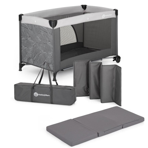 PETITE&MARS Postýlka cestovní Nyja s matrací Foldie, Urban Jungle Charcoal PETITE&MARS Postýlka cestovní Nyja s matrací Foldie, Urban Jungle Charcoal