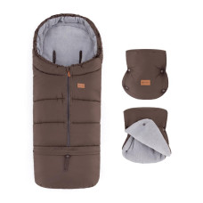 PETITE&MARS Set zimní fusak Jibot 3v1 + rukavice na kočárek Jasie Dark Walnut
