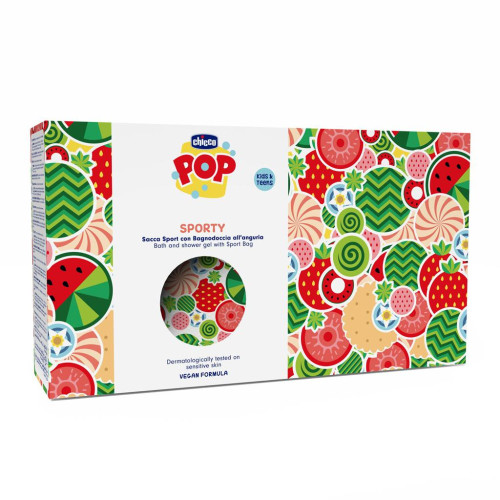 CHICCO Koupelový a sprchový gel POP se sportovním sáčkem Bubbly Watermelon 300ml CHICCO Koupelový a sprchový gel POP se sportovním sáčkem Bubbly Watermelon 300ml
