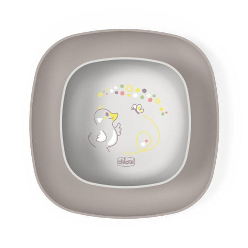 CHICCO Set jídelní - miska a talíř grey 12m+ CHICCO Set jídelní - miska a talíř grey 12m+