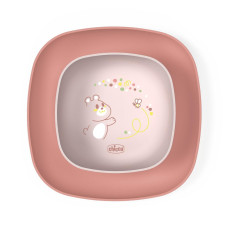 CHICCO Set jídelní - miska a talíř pink 12m+
