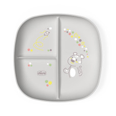 CHICCO Talíř dělený grey 12m+