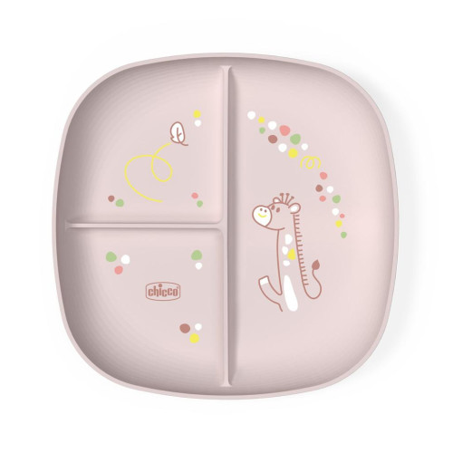 CHICCO Talíř dělený pink 12m+ CHICCO Talíř dělený pink 12m+