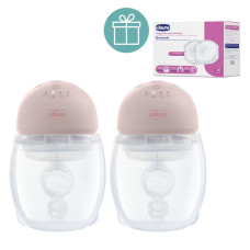 CHICCO Odsávačka mateřského mléka elektrická Hands-free Duo + CHICCO Vložky do podprsenky 30ks